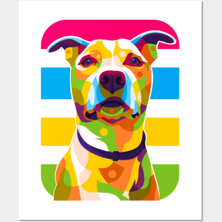 Pit Bull Dog Portrait Colorful Pop Art Posters and Art